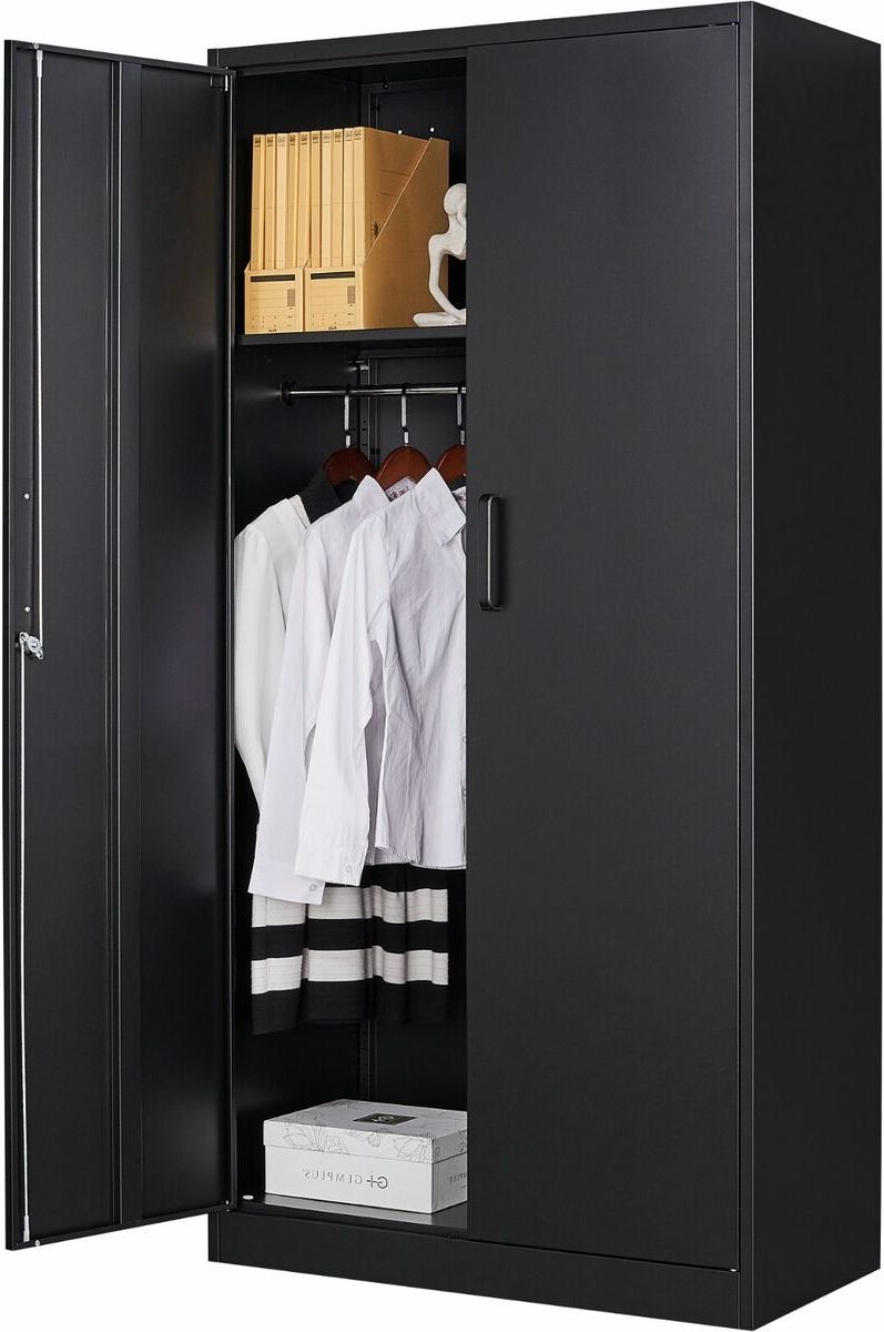 72” Tall Steel Wardrobe Storage Closet Cabinet Clothes Organizer For  Bedroom | Ebay In Tall Wardrobes (Gallery 15 of 20)