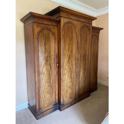 A Fine Victorian Breakfront Wardrobe, With Raised Centre And Moulded  Cornice Above Four Arched Doors Regarding Victorian Breakfront Wardrobes (Gallery 18 of 20)