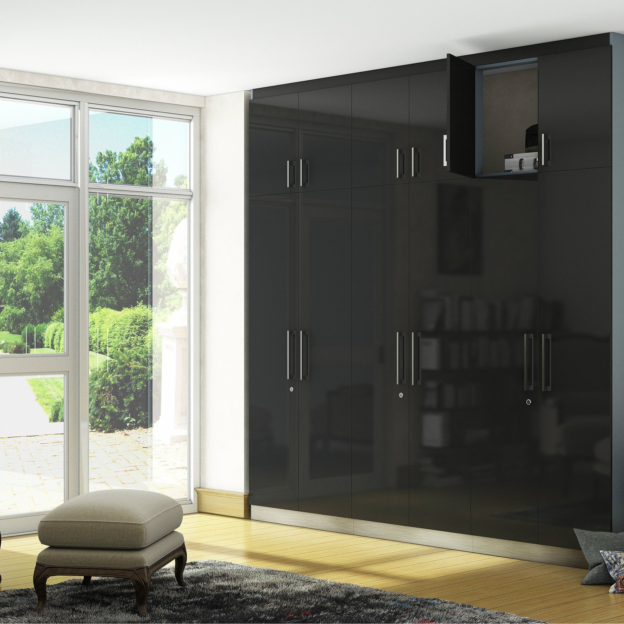 A Glossy Black Wardrobe That Is Every Bit As Impressive And Functional |  Wardrobe Design, Furniture Design, Grey Wardrobe Inside Black High Gloss Wardrobes (View 5 of 20)