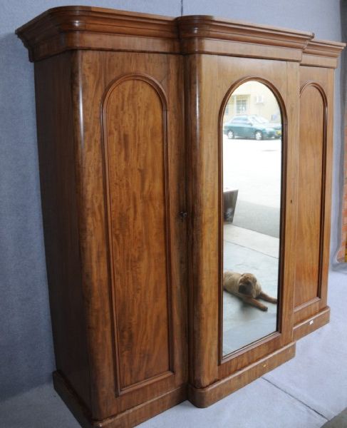 A Victorian Flame Mahogany Breakfront Wardrobe. – South Perth Antiques &  Collectables Pertaining To Victorian Breakfront Wardrobes (Gallery 17 of 20)