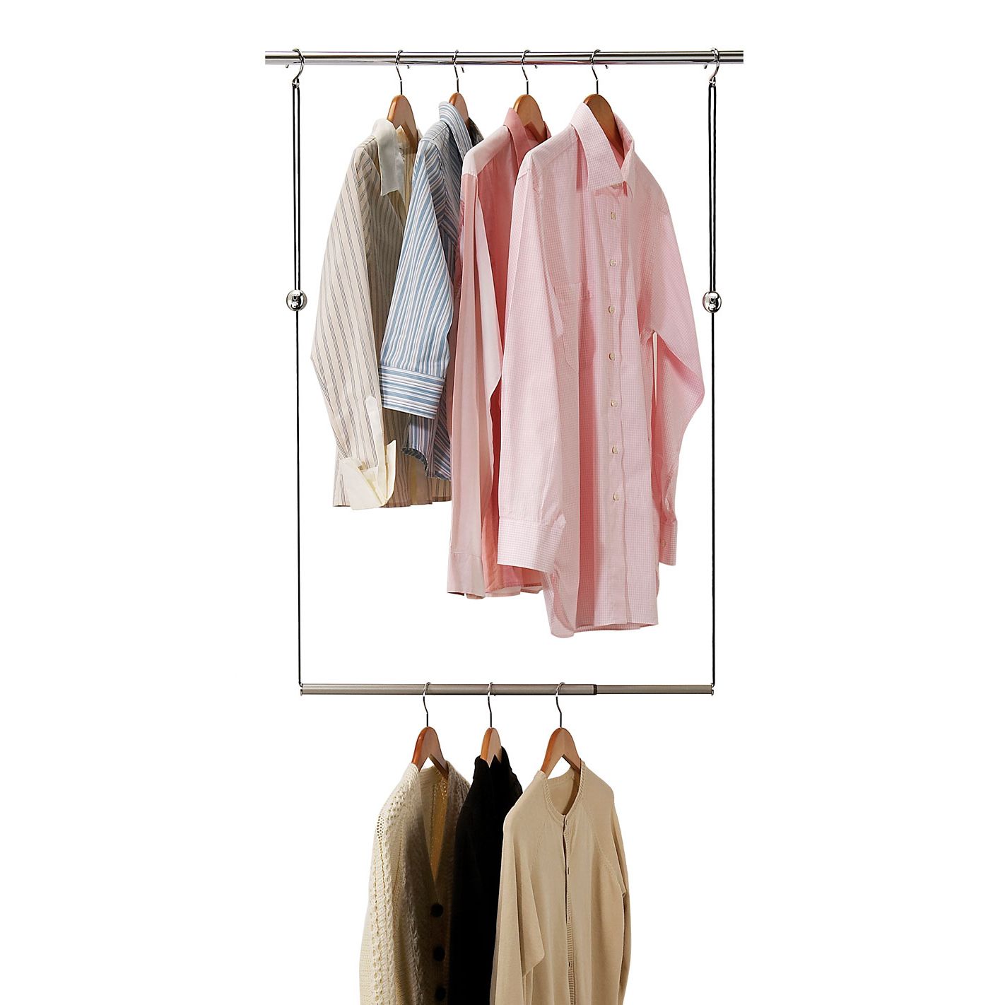 Adjustable Clothes Rail Expander – Dublet With Regard To Double Clothes Rail Wardrobes (Gallery 12 of 20)