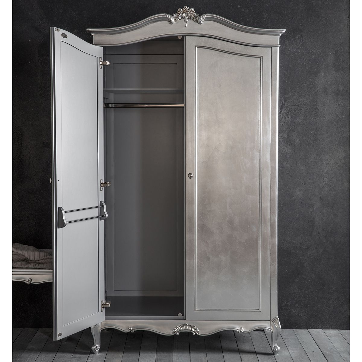 Alexandria French 2 Door Armoire | Silver French Wardrobes | French Bedroom  Furniture Throughout Silver French Wardrobes (View 11 of 20)