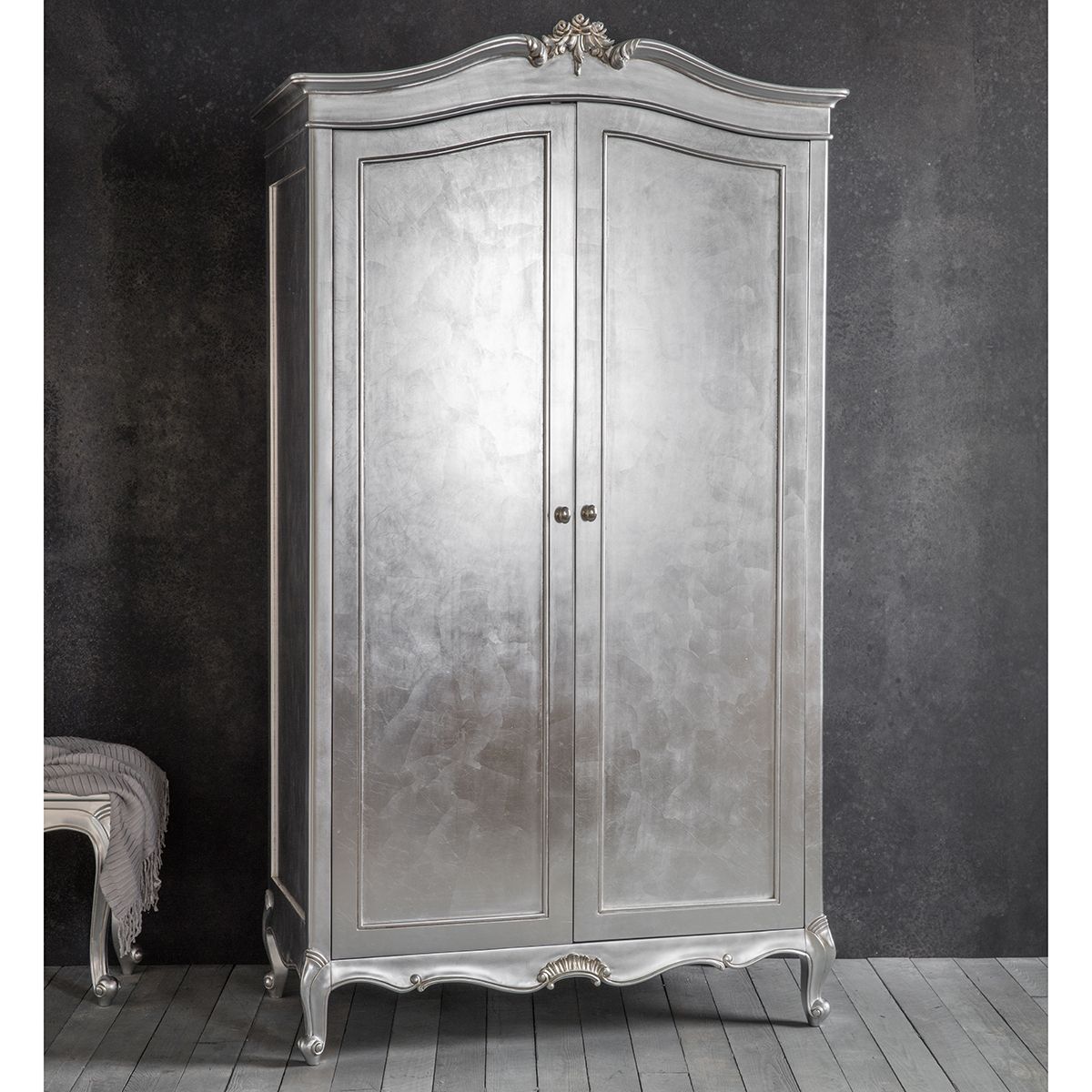 Alexandria French 2 Door Armoire | Silver French Wardrobes | French Bedroom  Furniture Throughout Silver French Wardrobes (View 7 of 20)