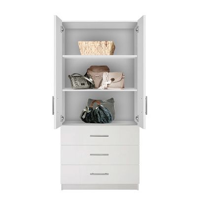Alta 3 Drawer Armoire With Full Width Shelves | Contempo Space Regarding 3 Door Wardrobes With Drawers And Shelves (Gallery 14 of 20)