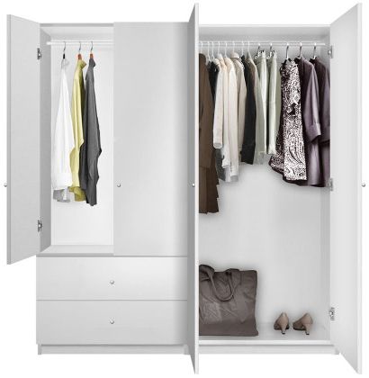 Alta 4 Door Wardrobe Cabinet Package Plus Drawers | Contempo Space In Double Wardrobes With Drawers And Shelves (View 5 of 20)