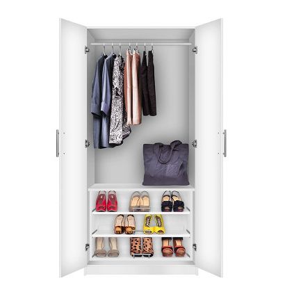 Alta Free Standing Wardrobe Closet – 3 Extending Shoe Storage Shelves |  Contempo Space Regarding Double Wardrobes With Drawers And Shelves (View 14 of 20)