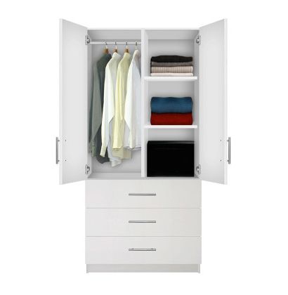 Alta Wardrobe Armoire – 3 Drawer Wardrobe, Shelves, Hangrod | Contempo Space Throughout 3 Door Wardrobes With Drawers And Shelves (Gallery 11 of 20)