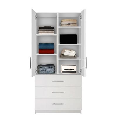 Alta Wardrobe Armoire – Adjustable Shelves, 3 Drawers | Contempo Space For Drawers And Shelves For Wardrobes (Gallery 2 of 20)