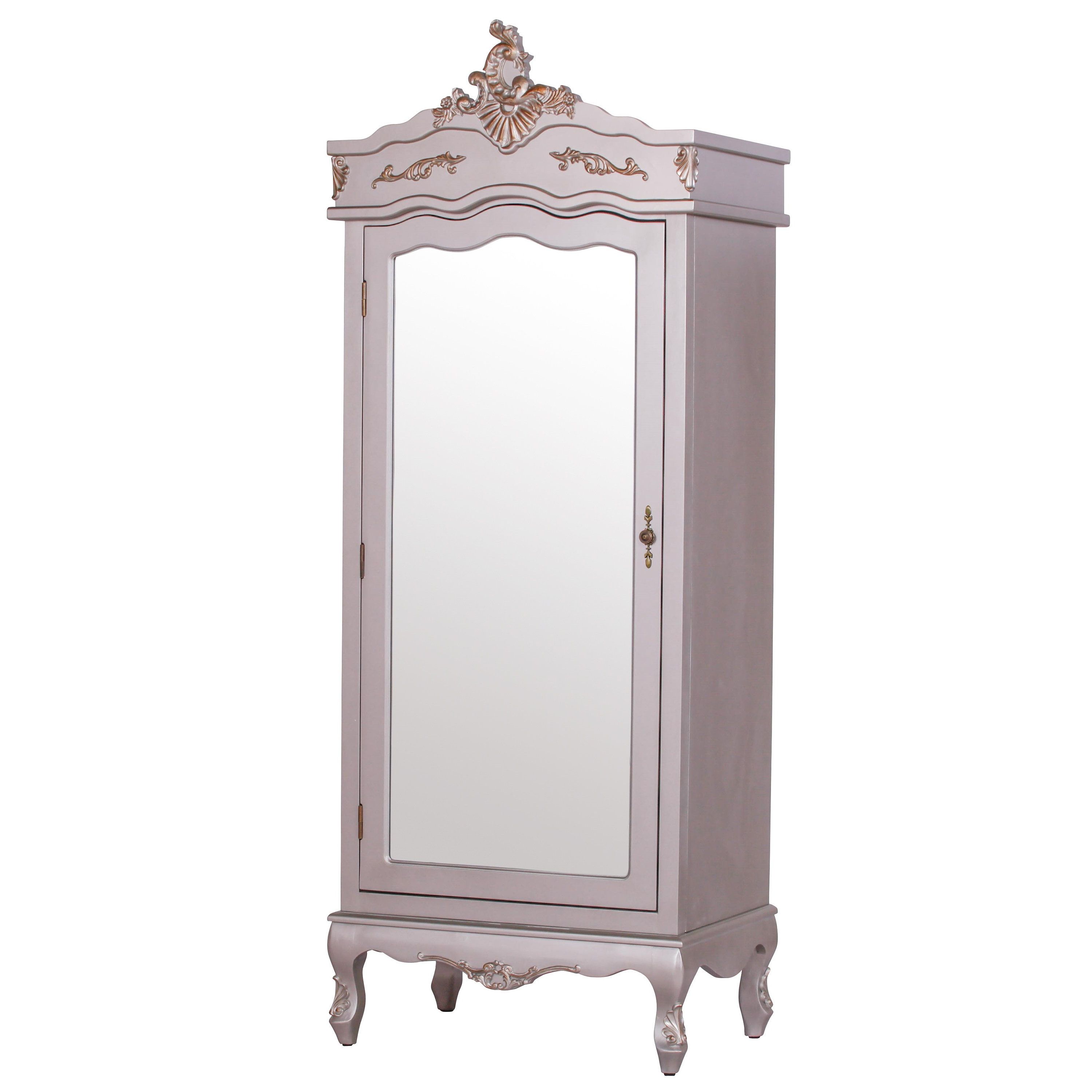Antique French Style Full Mirror Single Door Armoire Wardrobe – Etsy Uk With Regard To Single French Wardrobes (Gallery 11 of 20)