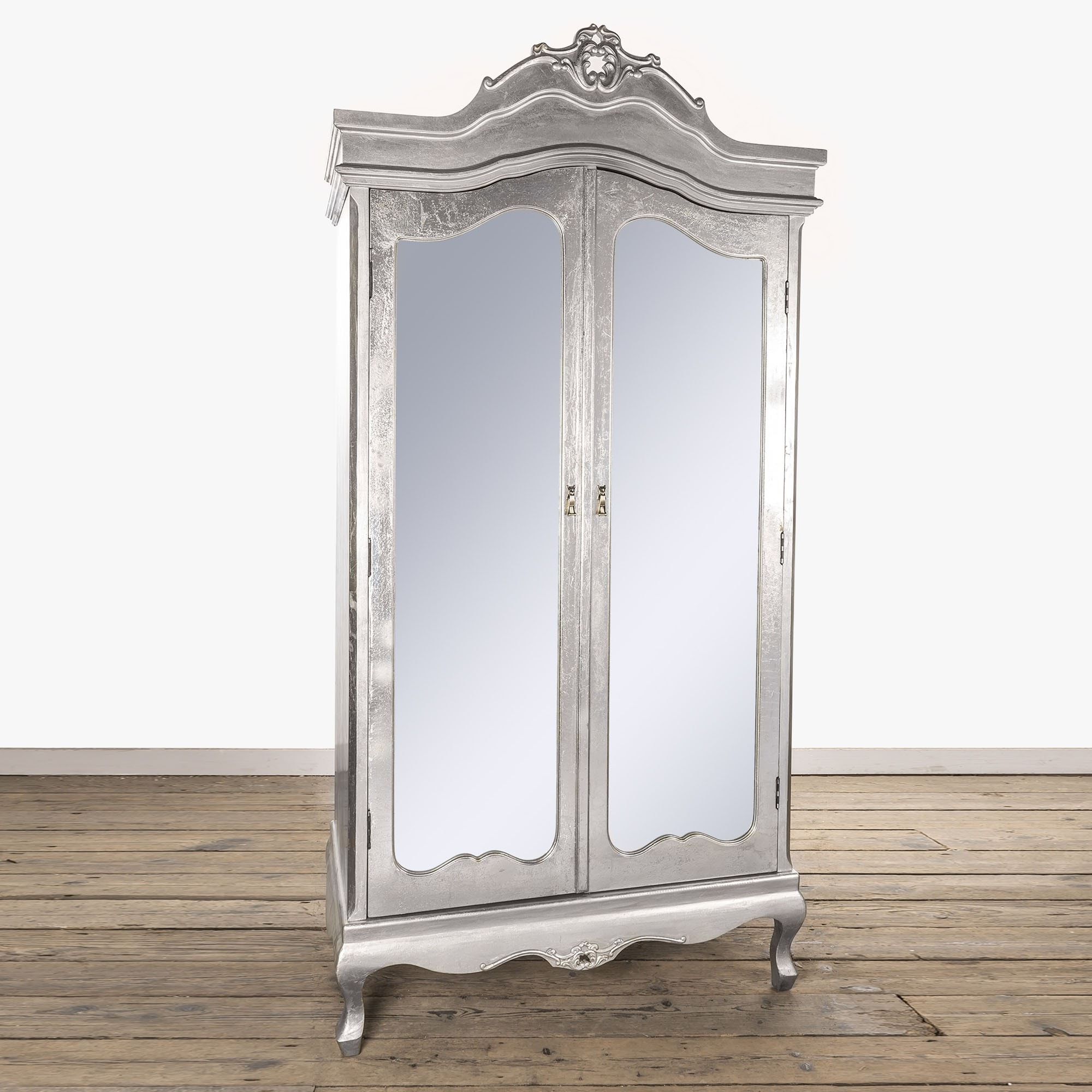 Antique French Styled Silver Annabelle Mirrored Wardrobe | Mirrored Wardrobe Intended For Silver Wardrobes (View 8 of 20)