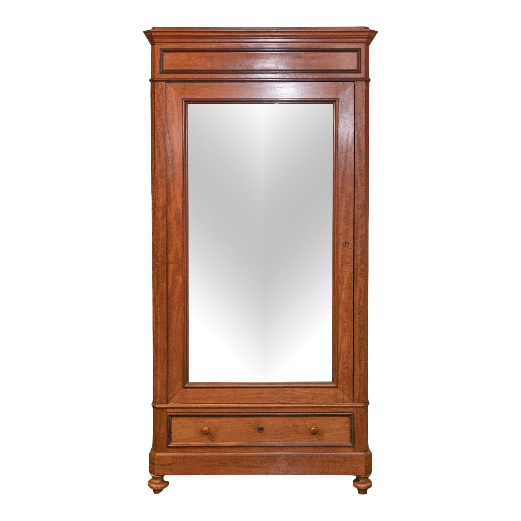 Antique Knockdown Single Mirrored Door Wardrobe | Grandview Mercantile For Single Door Mirrored Wardrobes (View 14 of 20)