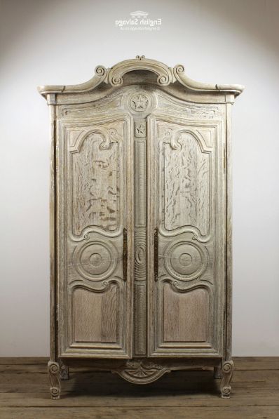 Antique Ornate Oak Armoire Wardrobe Intended For Ornate Wardrobes (View 3 of 20)