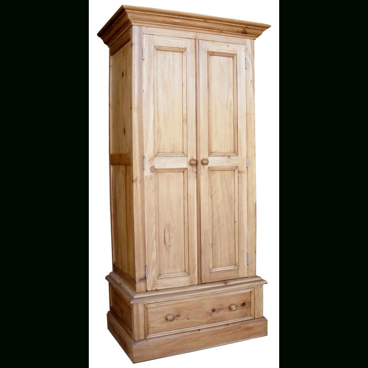 Antique Pine Single Wardrobe With Drawer In Single Pine Wardrobes (Gallery 3 of 20)