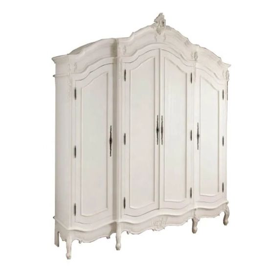 Antique White Painted French Style Armoire Wooden Wardrobes – China  Cabinet, Home Furniture | Made In China Intended For French Style White Wardrobes (View 14 of 20)