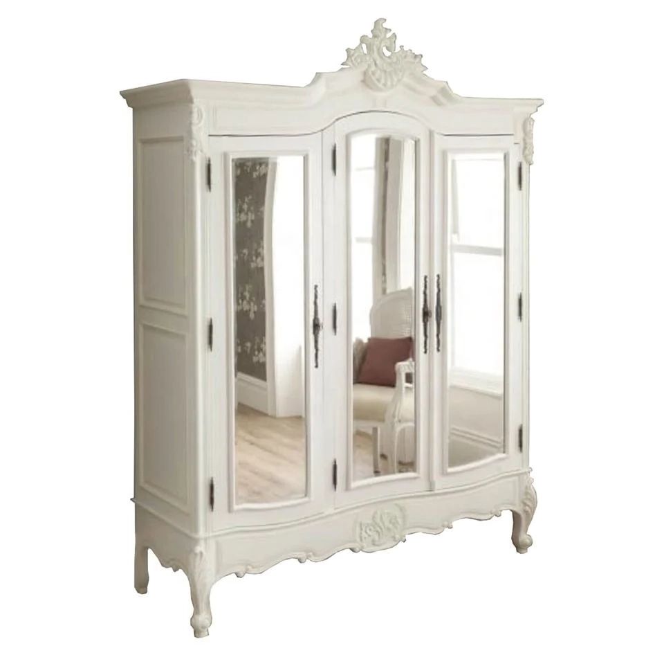 Antique White Painted French Style Armoire Wooden Wardrobes – China  Cabinet, Home Furniture | Made In China Intended For White Painted Wardrobes (Gallery 13 of 20)