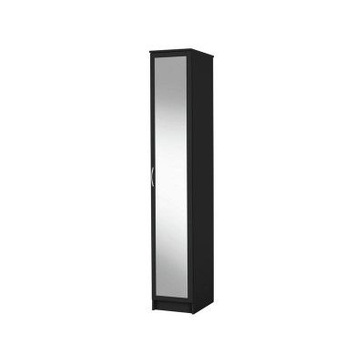 Argos Product Support For Argos Home Cheval Single Mirrored Wardrobe – Black  (622/6761) With Regard To Black Single Door Wardrobes (View 11 of 20)