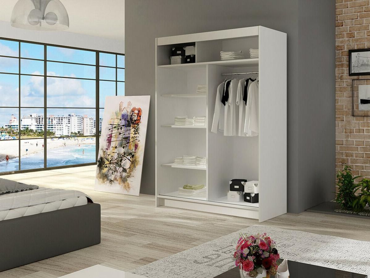 Armoire Atlanta 133, Blanc, 200x120x58cm, Wardrobe Doors: Glissement,  Number Of Shelves: 5.00 | Leroy Merlin With Regard To White Wardrobes Armoire (Gallery 5 of 20)