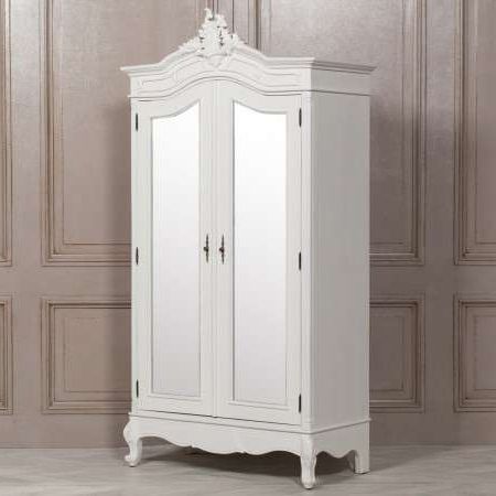 Armoire Château Blanche Doubles Portes Miroirs For French Style Wardrobes (View 11 of 20)