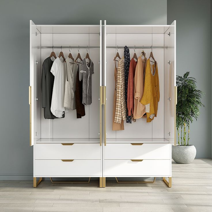 Aro Modern White Tall Wardrobe With Storage Bedroom Clothing Armoire Homary  | Clothing Armoire, Modern Armoires And Wardrobes, Wardrobe Design Bedroom For Tall Wardrobes (Gallery 16 of 20)