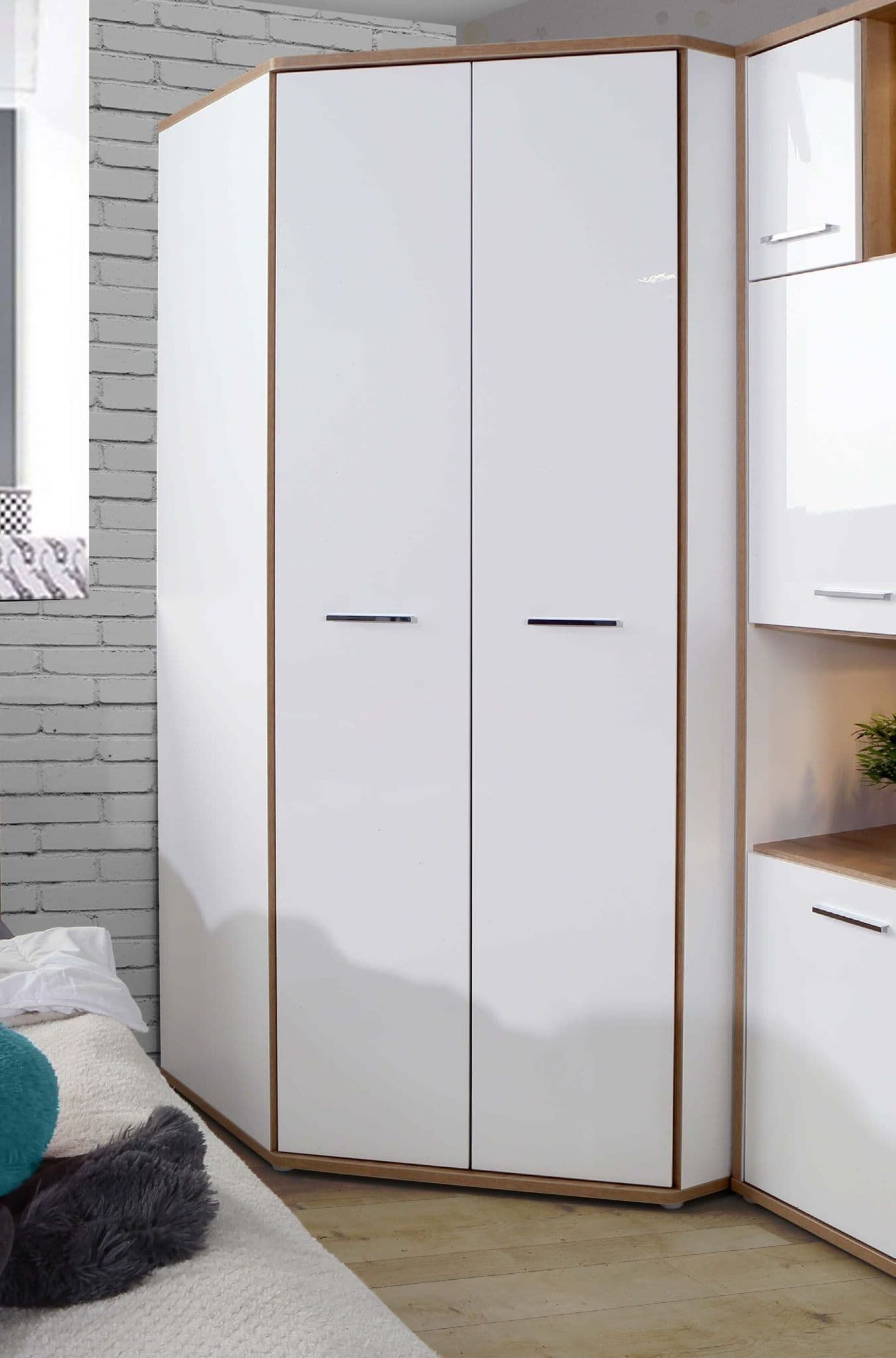 Arosa Double White Gloss Wardrobe Set|german Wardrobes – Furniturefactor Uk With Regard To 2 Door Corner Wardrobes (Gallery 4 of 20)