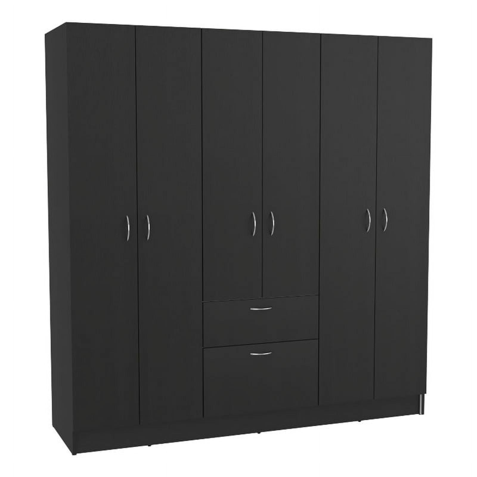 Atlin Designs 6 Door Modern Wood Bedroom Armoire In Black Wenge/white –  Walmart With Black Wardrobes With Drawers (View 14 of 20)