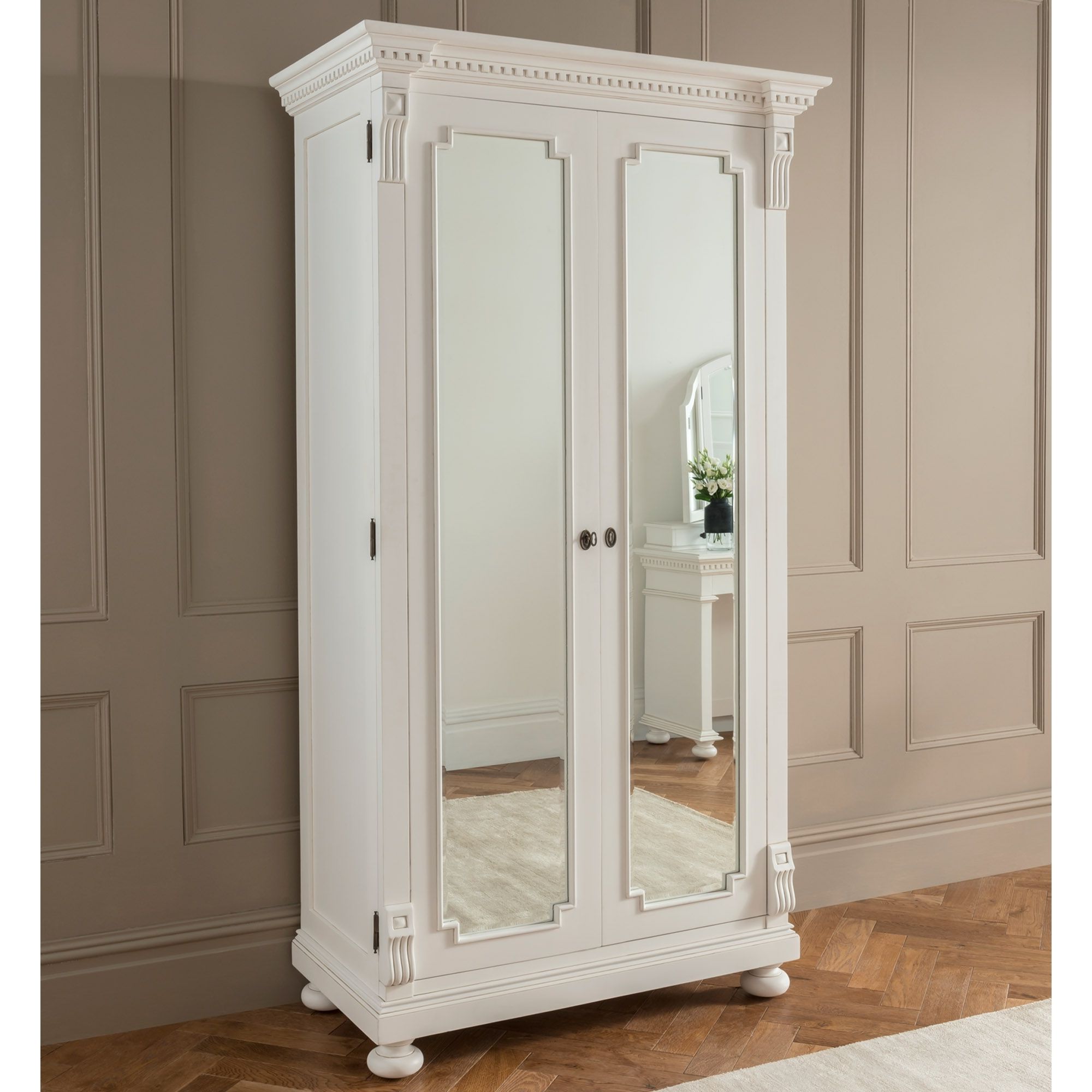 Bakersfield White Antique French Style Wardrobe | French Furniture Inside Antique French Wardrobes (View 9 of 20)