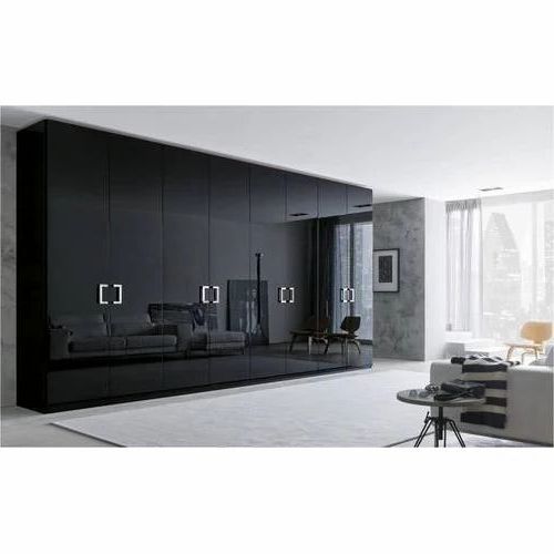 Black High Gloss Wooden Wardrobe In Black High Gloss Wardrobes (View 3 of 20)