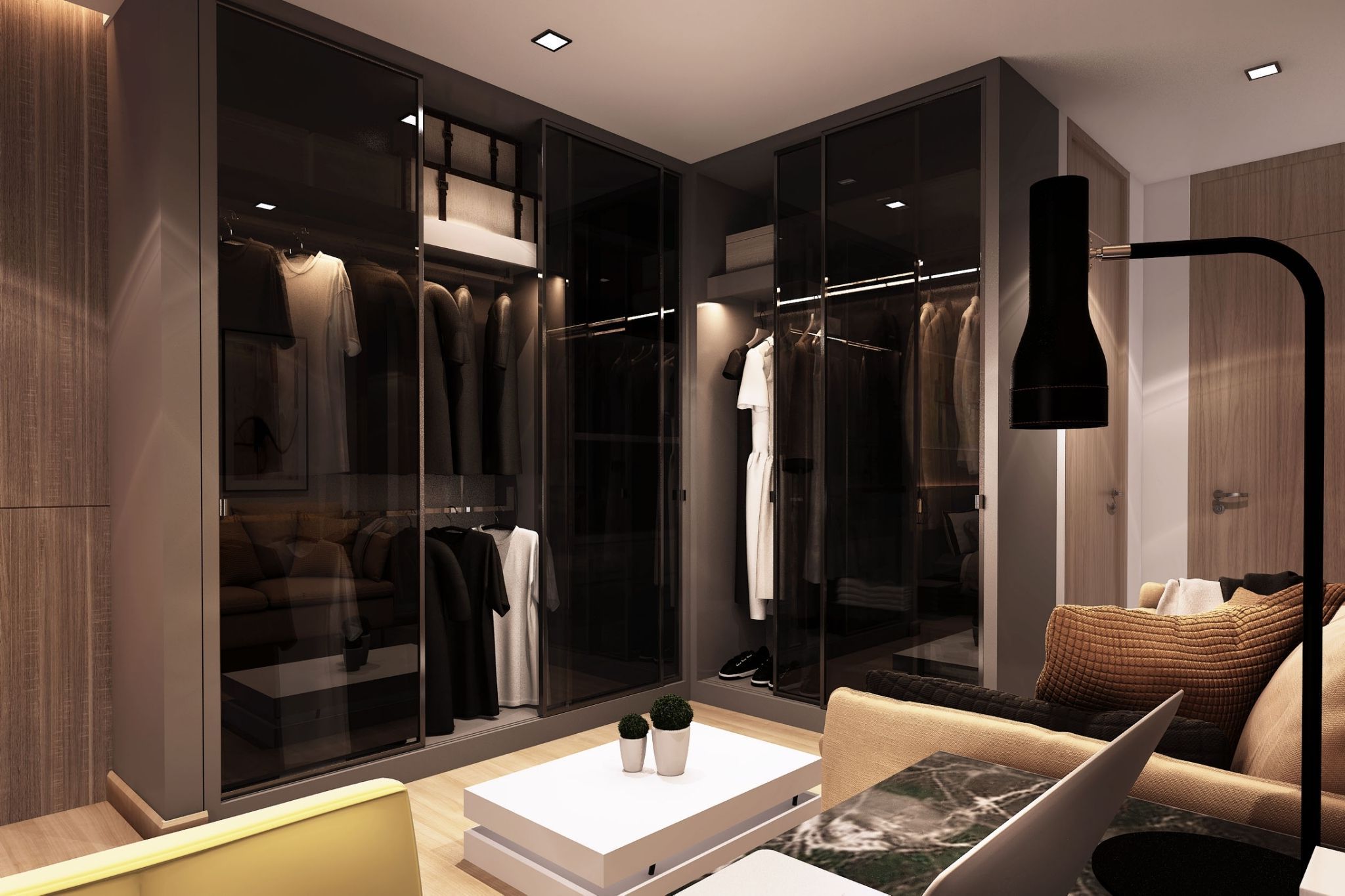 Black Transparent Glass Panels At Wardrobe | Modern Bedroom Interior,  Wardrobe Design Bedroom, Wall Wardrobe Design With Regard To Black Glass Wardrobes (Gallery 2 of 20)