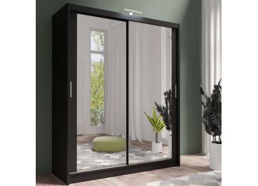 Black Wardrobe With Sliding Door & Mirrors Intended For Black Sliding Wardrobes (View 5 of 20)