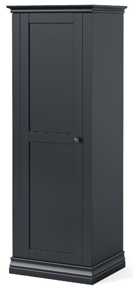 Bordeaux Charcoal Black 1 Door Wardrobe – Cfs Furniture Uk Throughout Black Single Door Wardrobes (View 5 of 20)
