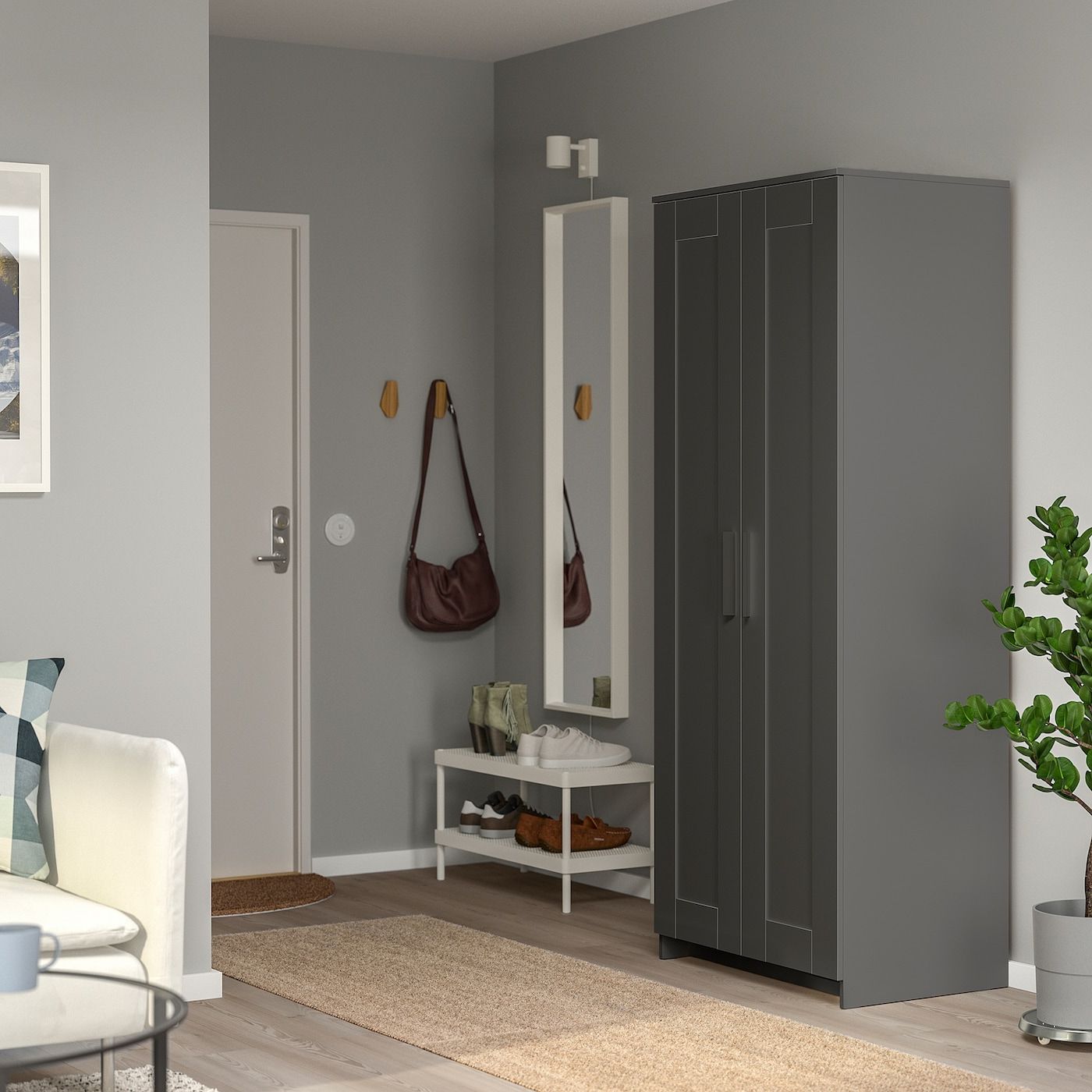 Brimnes Wardrobe With 2 Doors, Gray, 30 3/4x74 3/4" – Ikea Throughout Grey Wardrobes (View 18 of 20)