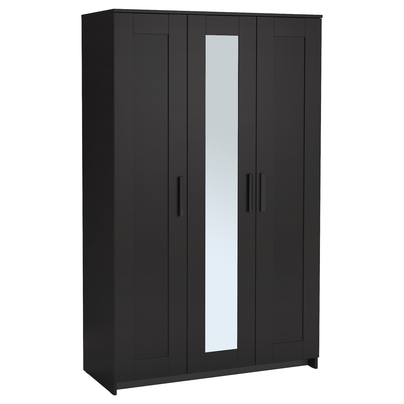 Brimnes Wardrobe With 3 Doors, Black, 46x743/4" – Ikea Within White 3 Door Wardrobes With Mirror (Gallery 10 of 20)
