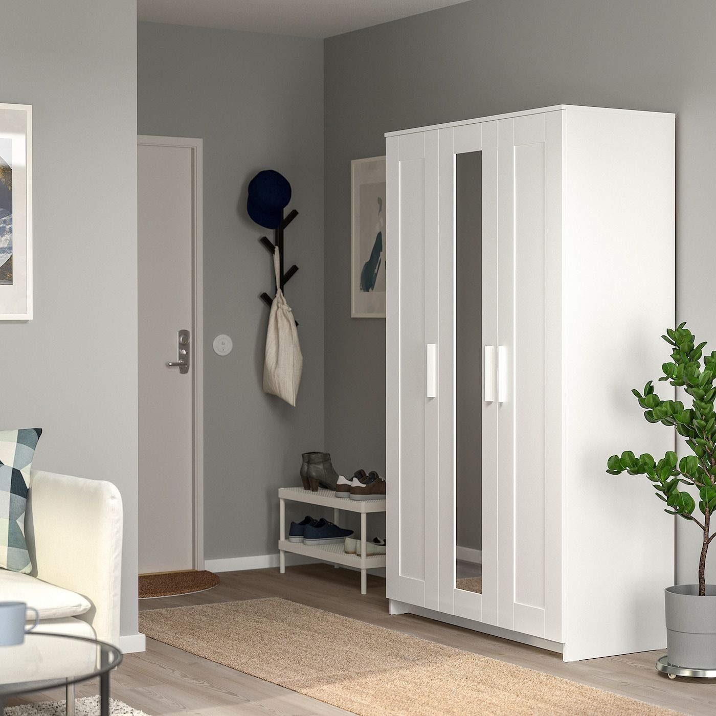 Brimnes Wardrobe With 3 Doors, White, 46x74 3/4" – Ikea Within 3 Door White Wardrobes (Gallery 2 of 20)