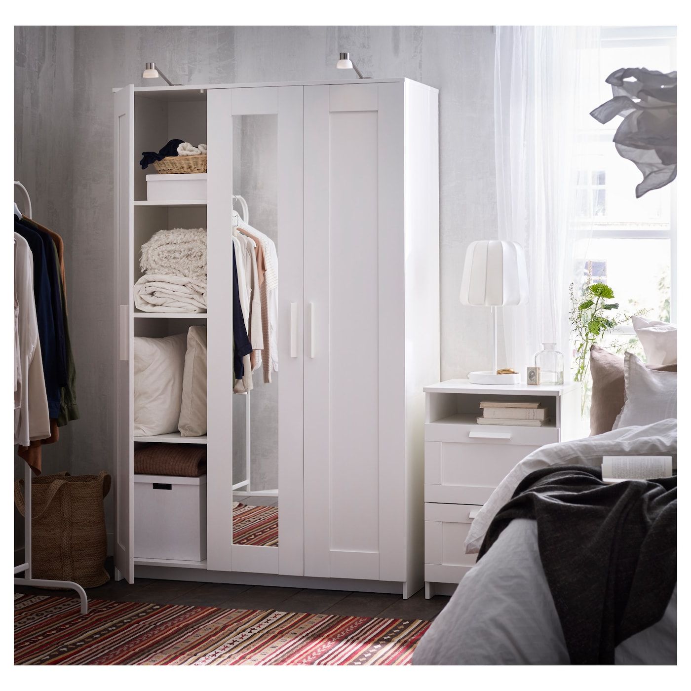 Brimnes White, Wardrobe With 3 Doors, 117x190 Cm – Ikea For White 3 Door Wardrobes With Drawers (View 8 of 20)