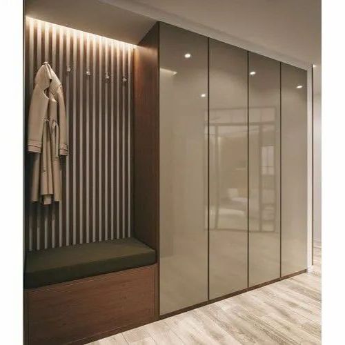 Brown Wooden High Gloss Laminated Wardrobe In Brown Wardrobes (View 15 of 20)