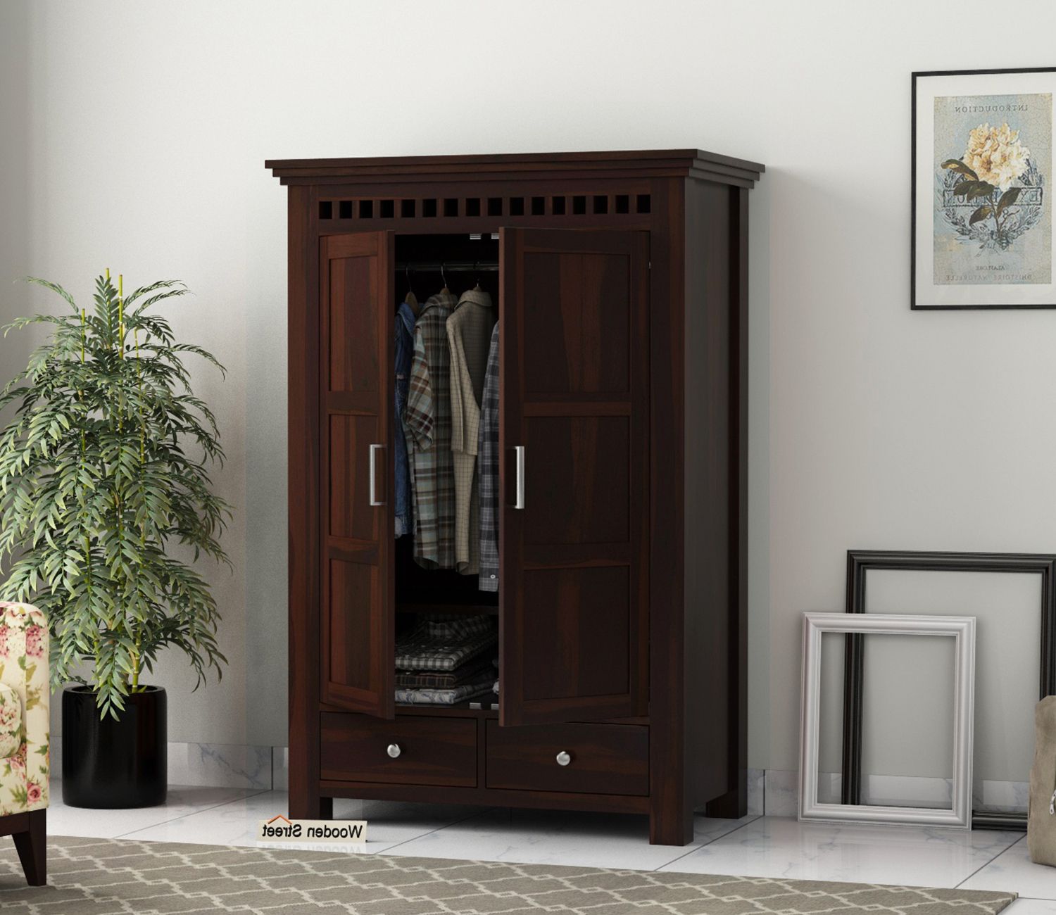 Buy Adolph Medium Size Wardrobe (walnut Finish) Online In India At Best  Price – Modern Wardrobes – Bedroom Cabinets – Storage Furniture – Furniture  – Wooden Street Product With Medium Size Wardrobes (View 2 of 20)
