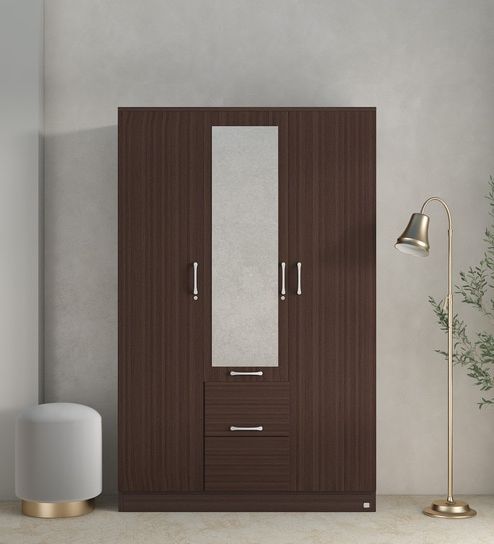 Buy Andes 3 Door Wardrobe With Mirror & Lock + Drawers In Wenge Finish At  28% Offmintwud From Pepperfry | Pepperfry With Regard To Triple Door Wardrobes (View 5 of 20)