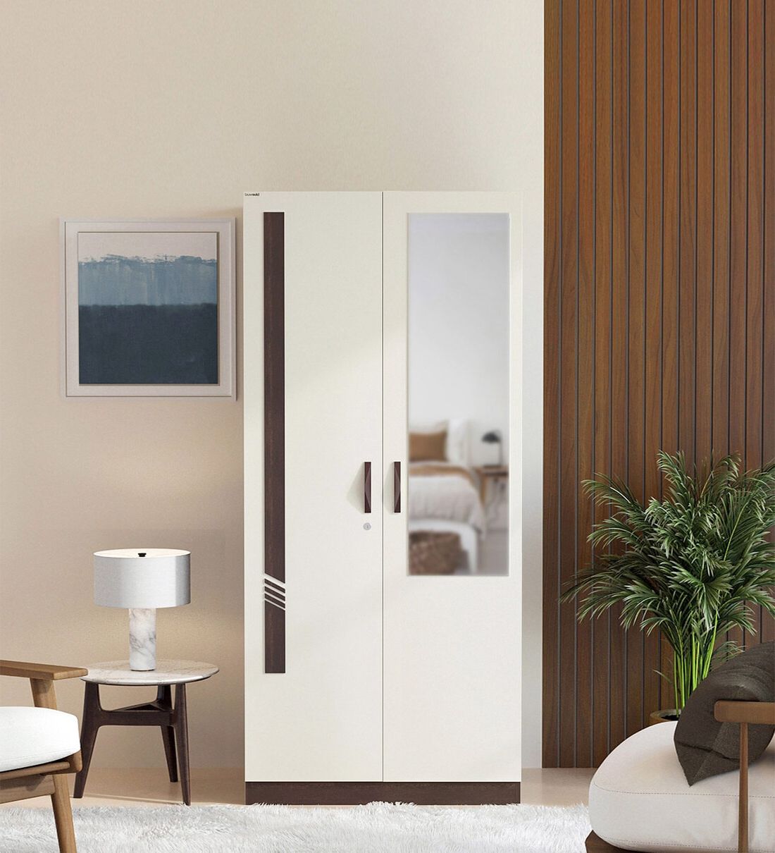 Buy Andrie 2 Door Wardrobe In Wenge & White Finish With Mirror At 26% Off Bluewud | Pepperfry Pertaining To 2 Door Wardrobes (Gallery 1 of 20)