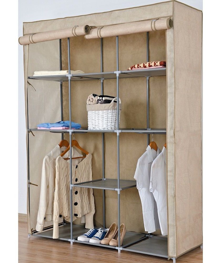 Buy Argos Home Dbl Modular Metal Framed Fabric Wardrobe – Jute | Clothes  Rails And Canvas Wardrobes | Argos | Canvas Wardrobe, Wood Wardrobe, Framed  Fabric Regarding Double Canvas Wardrobes (View 16 of 20)
