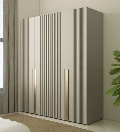 Buy Astor Modern 4 Door Wardrobe In Cashmere Colour With Stripes At 26% Off Spacewood | Pepperfry Intended For Wardrobes With 4 Doors (View 17 of 20)