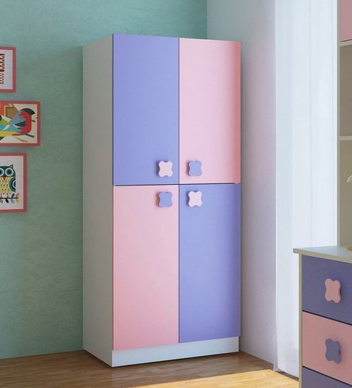 Buy Flora Kids 2 Door Wardrobe In English Pink & Persian Lilac Finish At  31% Offadona | Pepperfry Inside Childrens Pink Wardrobes (View 6 of 20)