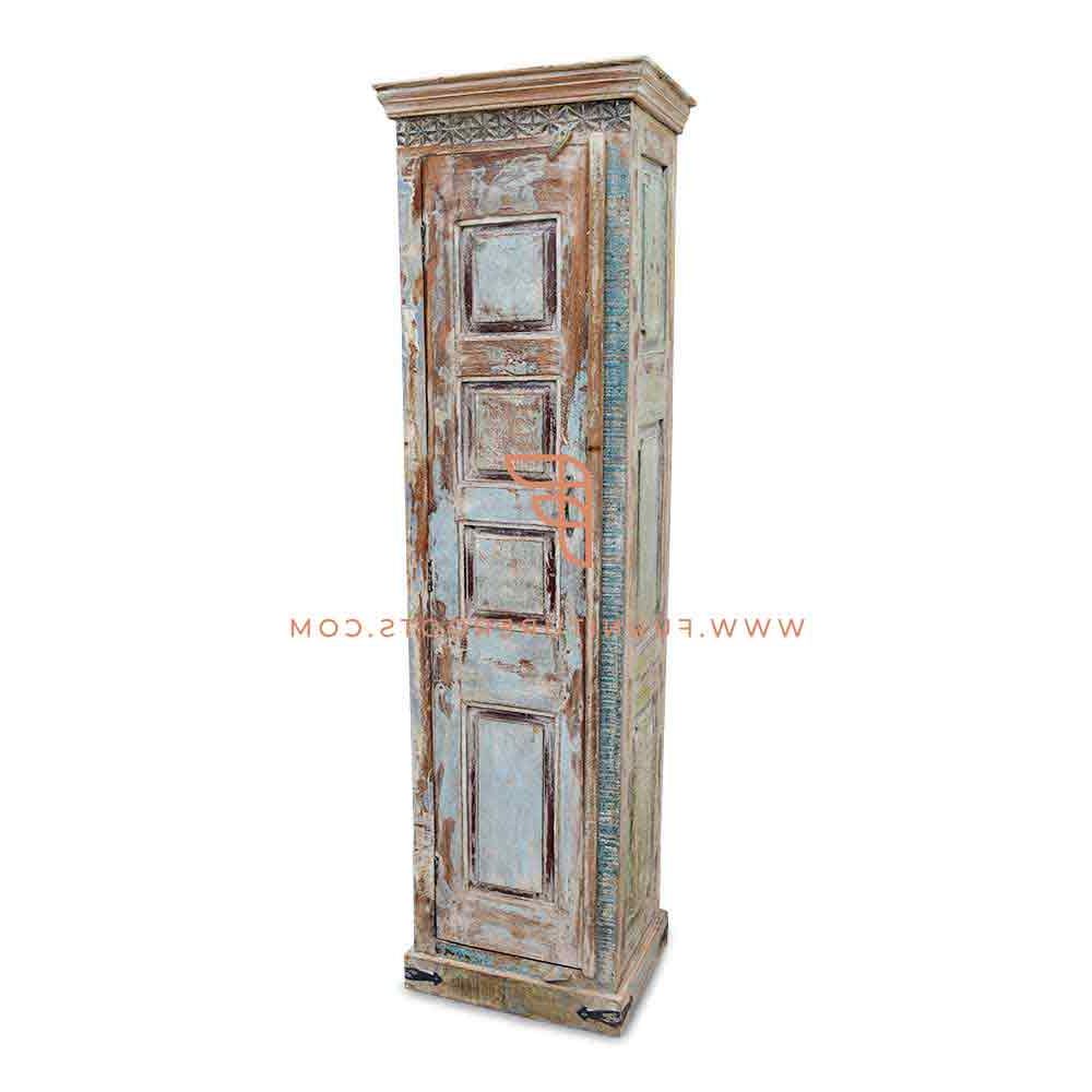 Buy Fr Cabinet Series Single Door Wooden Accent Wardrobe In White  Distressed Finish Online – Wardrobes – Cabinets – Furniture –  Furnitureroots Product Pertaining To White Single Door Wardrobes (Gallery 20 of 20)