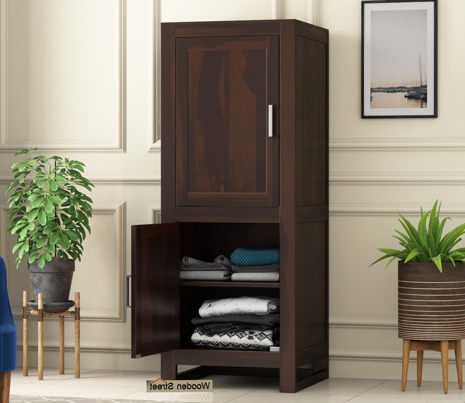 Buy Lacey Medium Size Wardrobe (walnut Finish) Online In India At Best  Price – Modern Wardrobes – Bedroom Cabinets – Storage Furniture – Furniture  – Wooden Street Product In Medium Size Wardrobes (View 4 of 20)