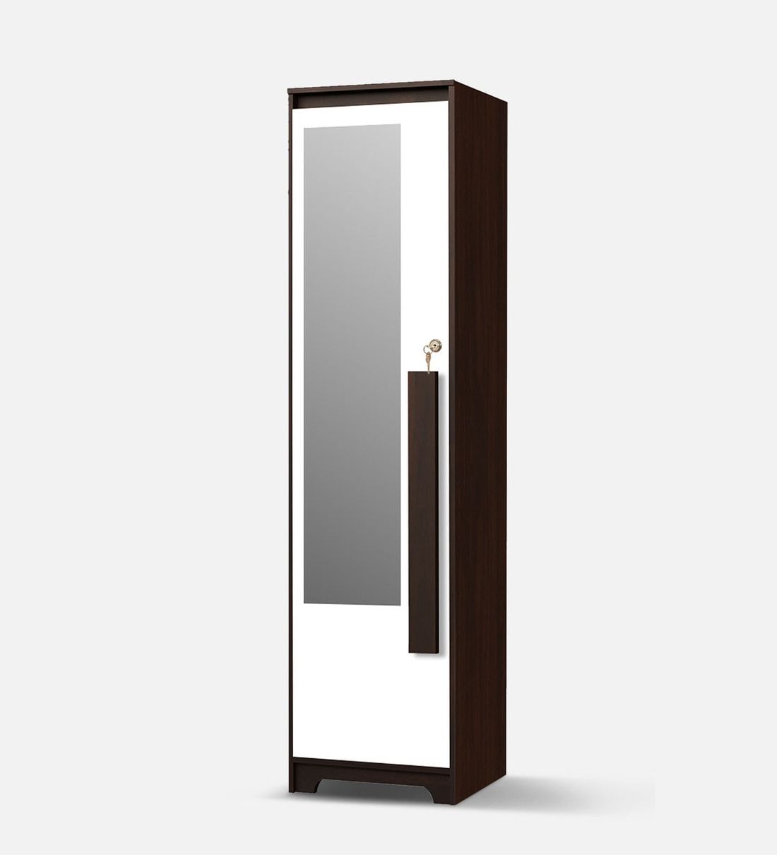Buy Regal Grand 1 Door Wardrobe In Walnut & White Finish With Mirror At 48%  Offtrevi Furniture | Pepperfry Within 1 Door Mirrored Wardrobes (View 15 of 20)