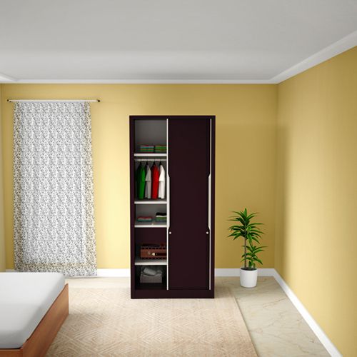 Buy Slide N Store Compact Plus 2 Door Wardrobe In Textured Colour Shell  Wine Red Colour Upto 60% Discount | Godrej Interio Intended For 2 Door Wardrobes (Gallery 10 of 20)