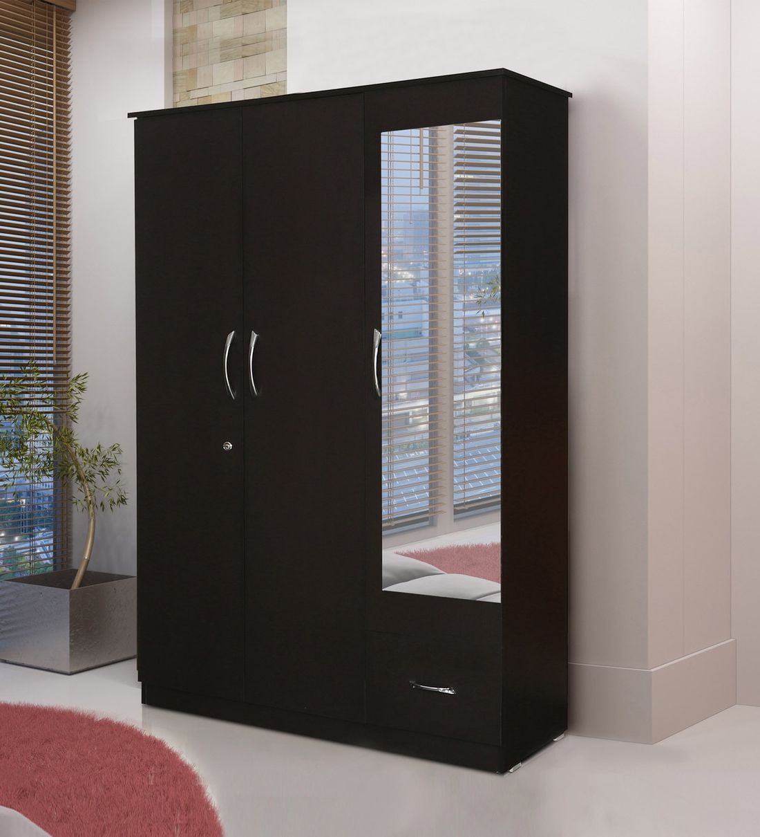 Buy Trois 3 Door Wardrobe In Wenge Finish With Mirror At 22% Off Fullstock | Pepperfry With Regard To 3 Doors Wardrobes With Mirror (View 3 of 20)