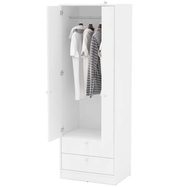 Cambridge White Wardrobe With 2 Doors And 2 Drawers 402001740001 – The Home  Depot In White Single Door Wardrobes (Gallery 15 of 20)