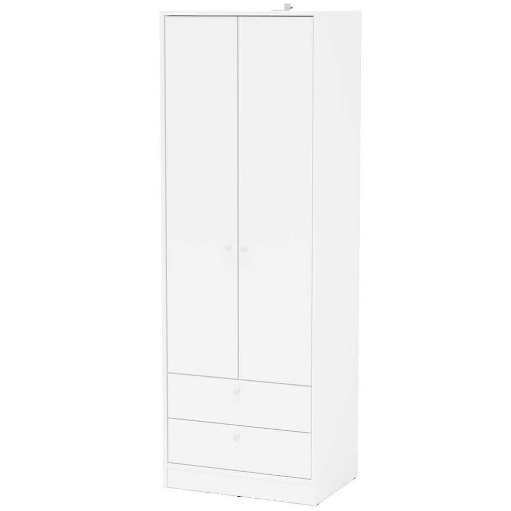 Cambridge White Wardrobe With 2 Doors And 2 Drawers 402001740001 – The Home  Depot Inside Cameo 2 Door Wardrobes (View 8 of 20)