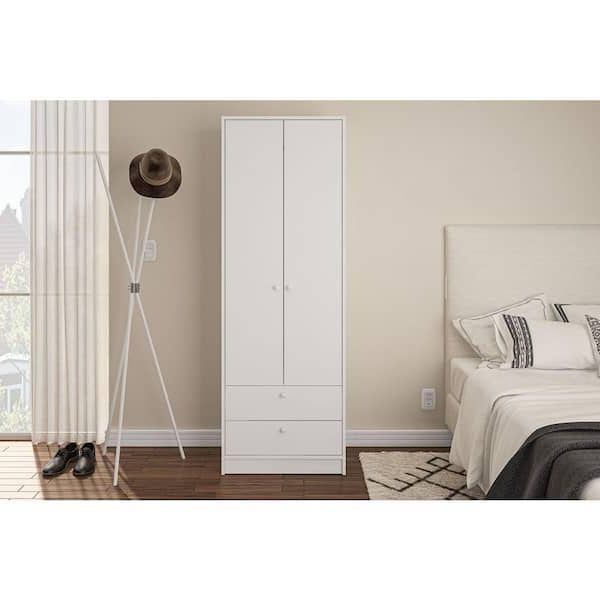 Cambridge White Wardrobe With 2 Doors And 2 Drawers 402001740001 – The Home  Depot Intended For Cameo 2 Door Wardrobes (View 12 of 20)