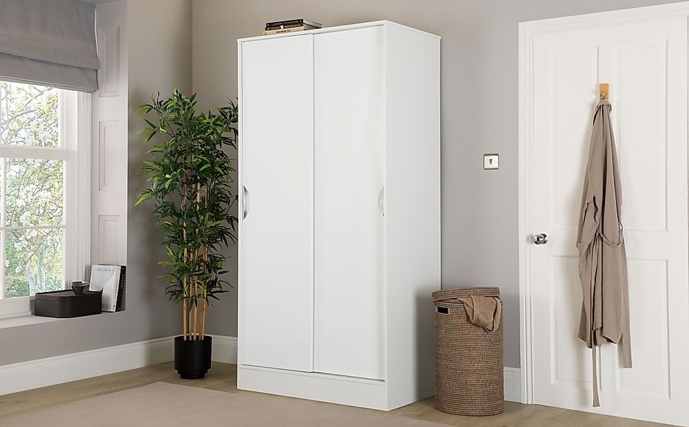 Camden White And White High Gloss 2 Door Sliding Wardrobe | Furniture And  Choice Within Camden Wardrobes (View 8 of 20)
